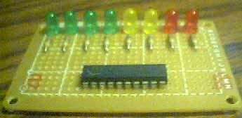 Assembly: LEDs + resistors + chip, top view
