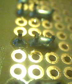 Assembly: LEDs + resistors, bottom view closeup